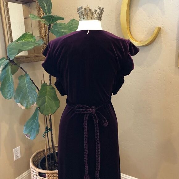 Misa Los Angeles Caroline Burgundy/Wine Velvet Wrap V neck Dress Size Medium NWT - Picture 5 of 14